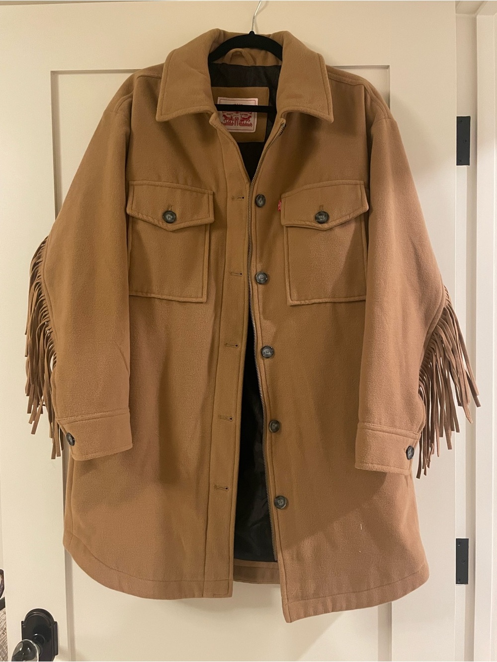 Men's Tan Fringe Peacoat